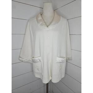 Vintage Cabernet Large cream satin & quilted cotton blend short robe